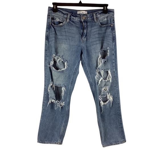 KanCan Nicola High Rise Boyfriend Jeans Light Wash Distressed Size 11/29 - Picture 1 of 6
